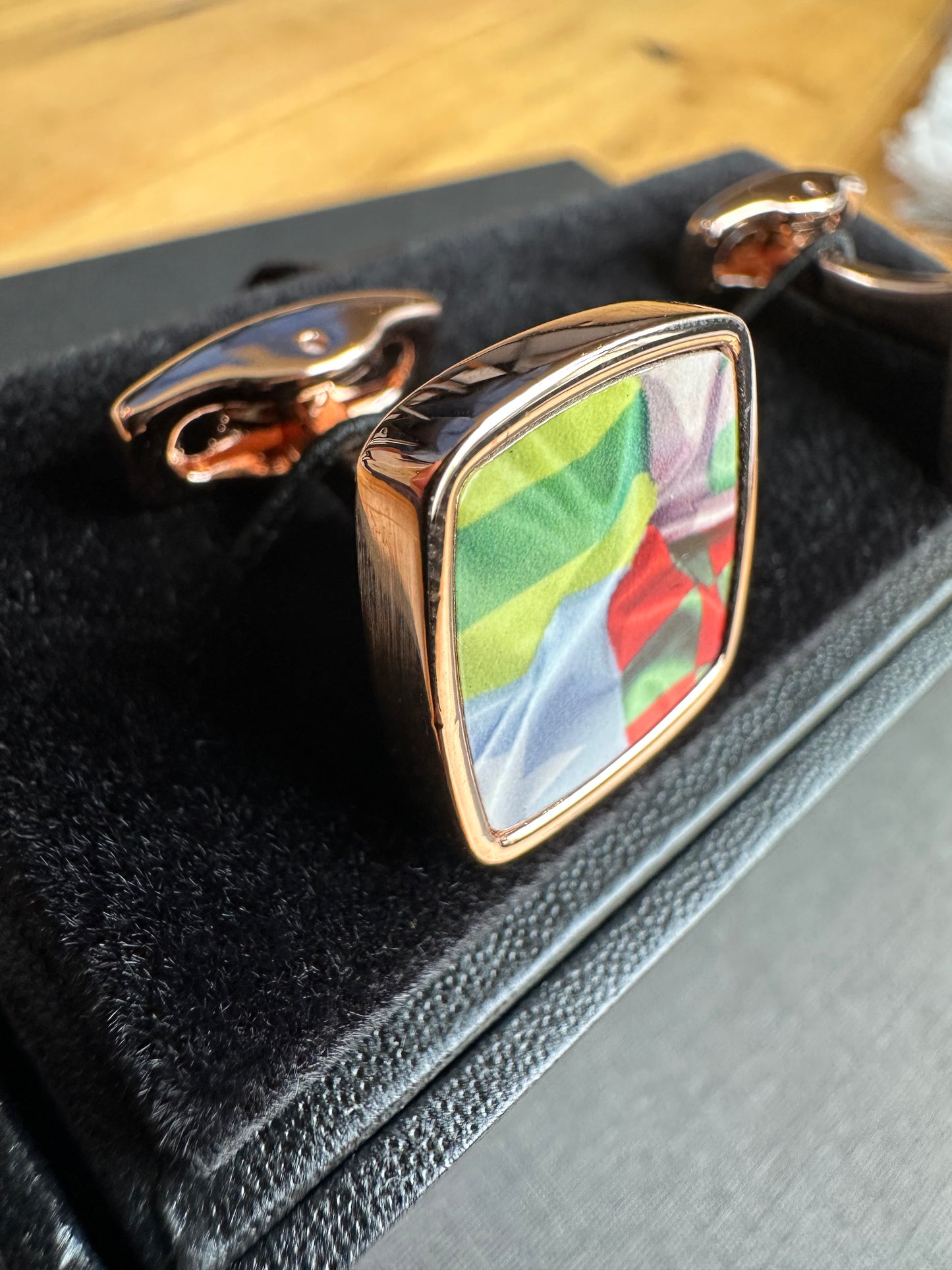 Rose Gold Cufflinks, Jockey Print, Horse Racing Gift