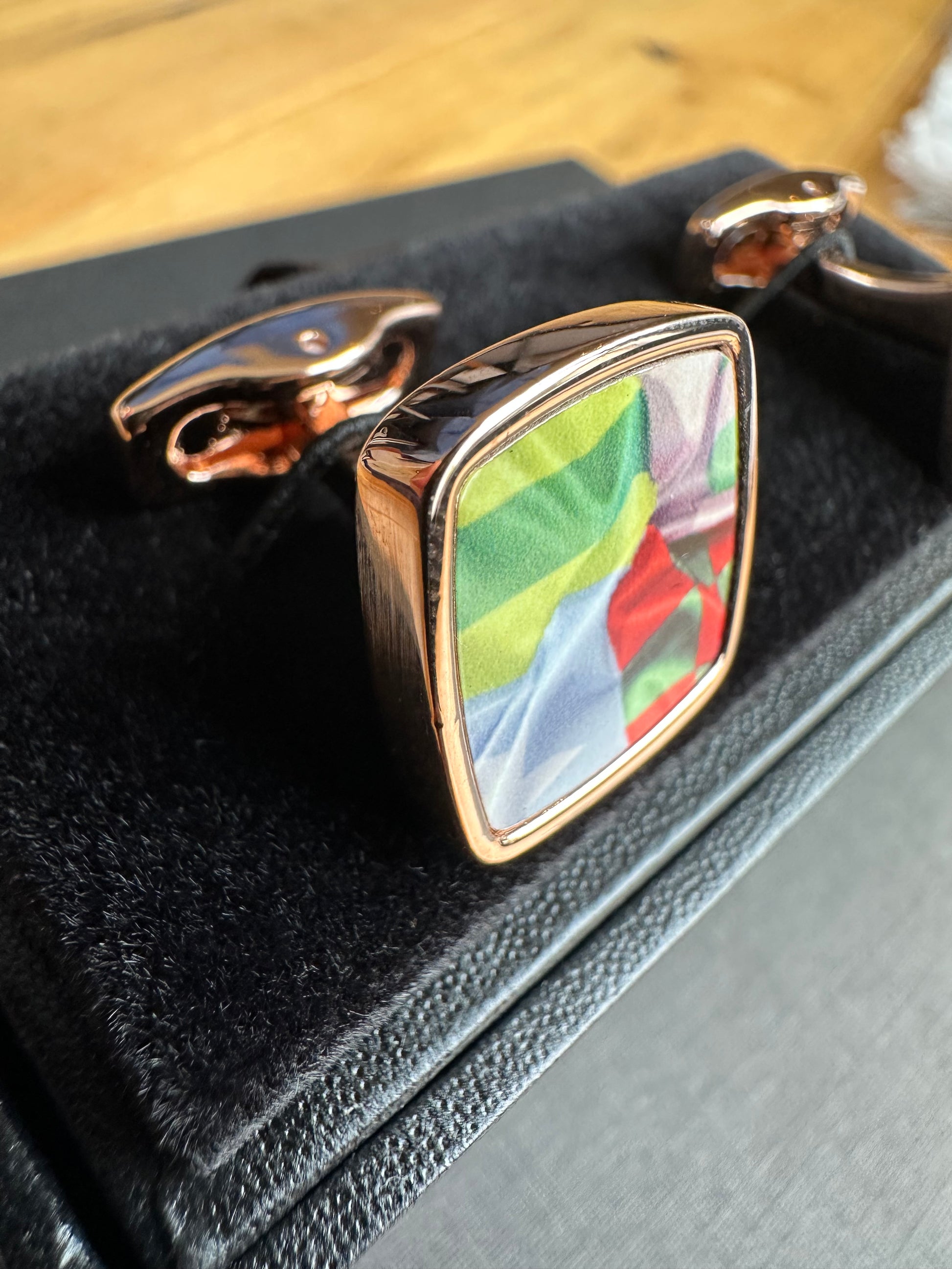 Rose Gold Cufflinks, Jockey Print, Horse Racing Gift